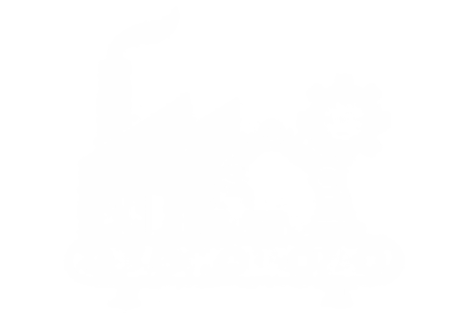 White factory and conveyor illustration representing an assembly line conveyor system