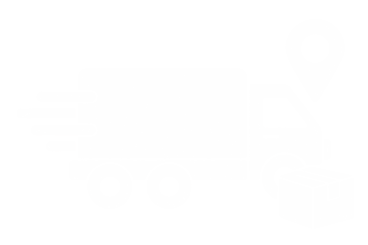 White delivery truck and package icon representing material movement in an assembly line conveyor system