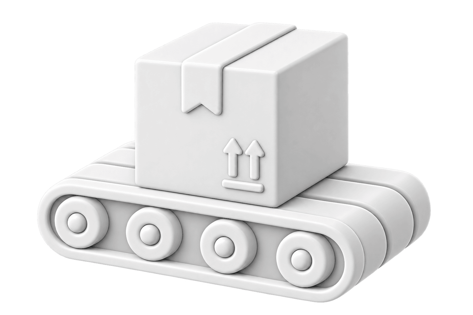 Illustration of a box moving on a conveyor belt