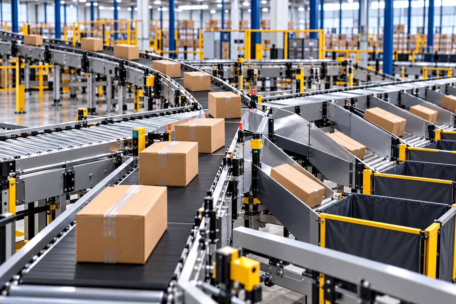 Automated warehouse parcel sorting system